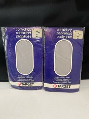 Vintage Target Control Top Sandalfoot Pantyhose Grey Size A Petite Small 2 pair